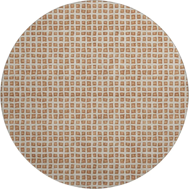 Luxury Washable Indoor/Outdoor The Reserve Copper 8\' x 8\' Round Rug