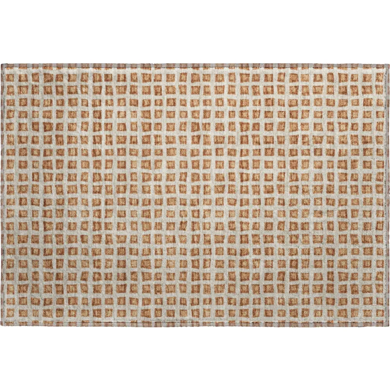 Luxury Washable Indoor/Outdoor The Reserve Copper 1\'8\" x 2\'6\" Rug