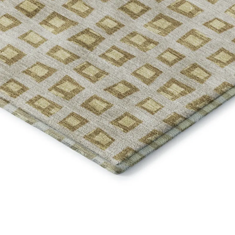 Luxury Washable Indoor/Outdoor The Reserve Gold 2\'3\" x 7\'6\" Runner Rug