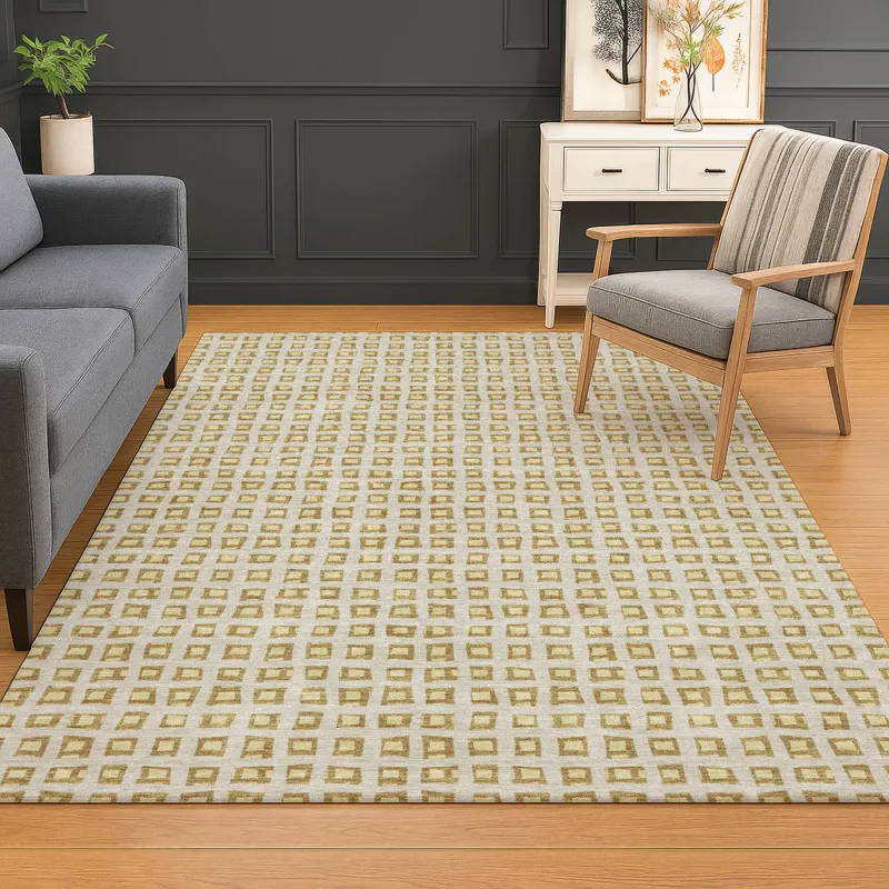 Luxury Washable Indoor/Outdoor The Reserve Gold 8\' x 10\' Rug