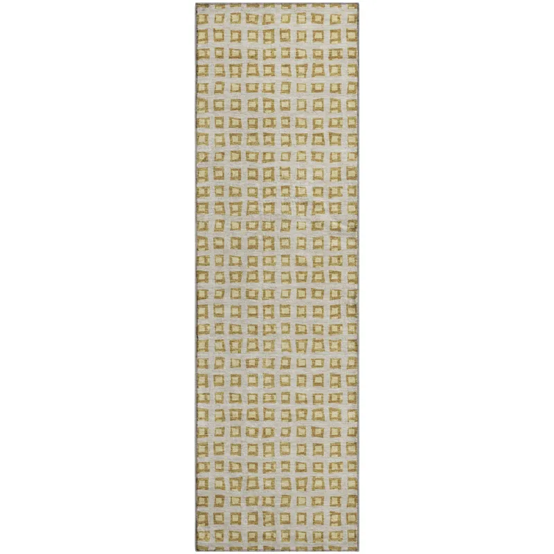 Luxury Washable Indoor/Outdoor The Reserve Gold 2\'3\" x 7\'6\" Runner Rug
