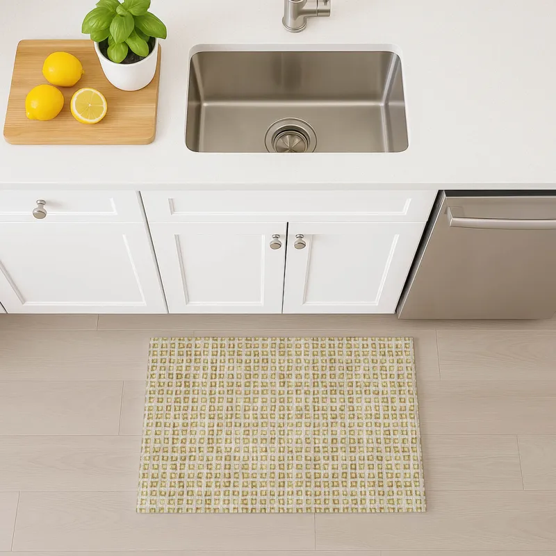 Luxury Washable Indoor/Outdoor The Reserve Gold 1\'8\" x 2\'6\" Rug