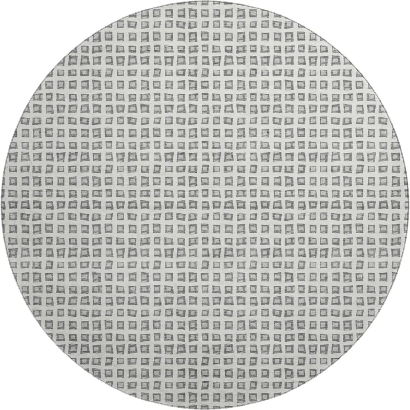 Luxury Washable Indoor/Outdoor The Reserve Gray 8\' x 8\' Round Rug