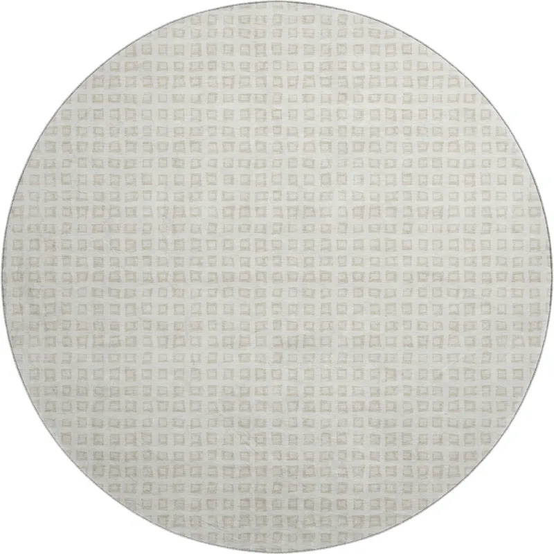 Luxury Washable Indoor/Outdoor The Reserve Ivory 8\' x 8\' Round Rug