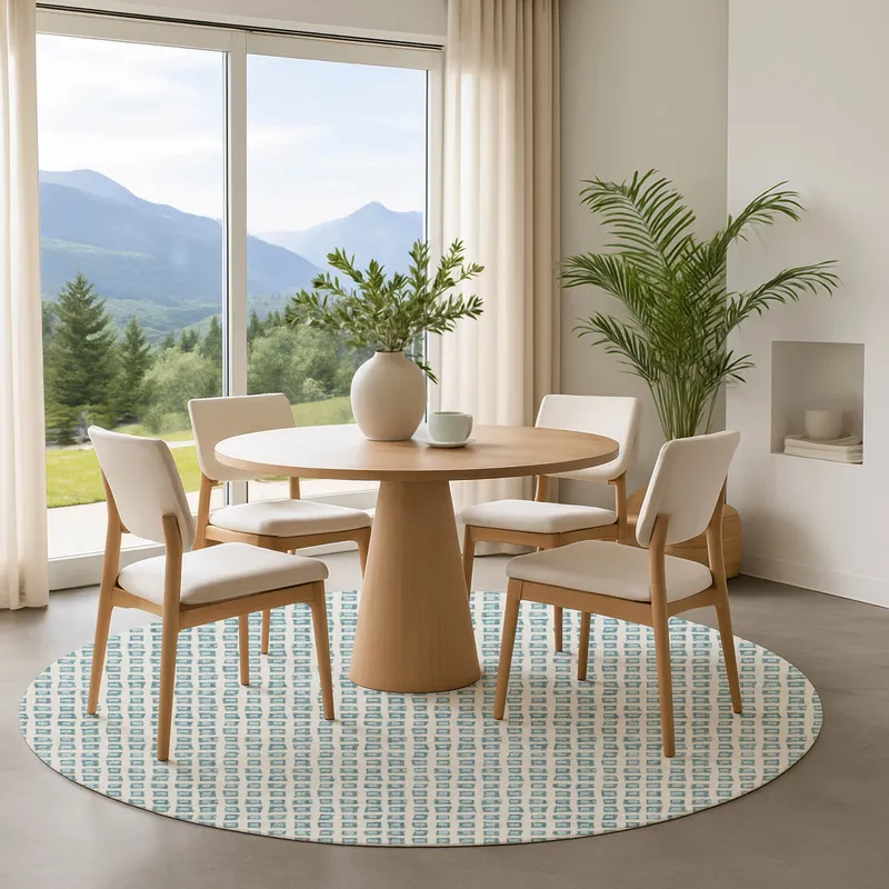Luxury Washable Indoor/Outdoor The Reserve Teal 8\' x 8\' Round Rug