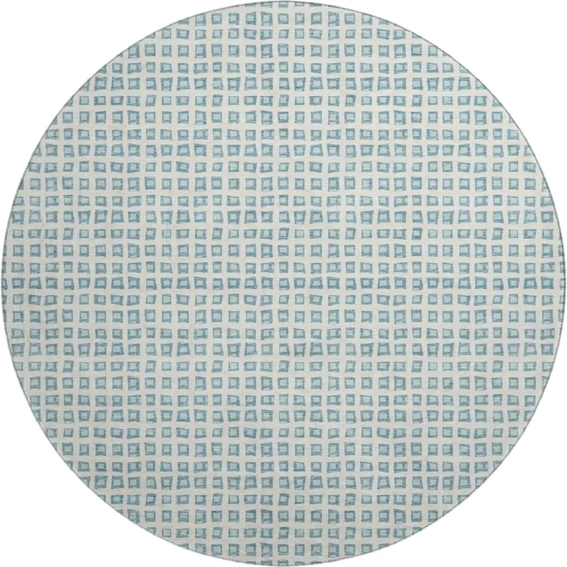 Luxury Washable Indoor/Outdoor The Reserve Teal 8\' x 8\' Round Rug