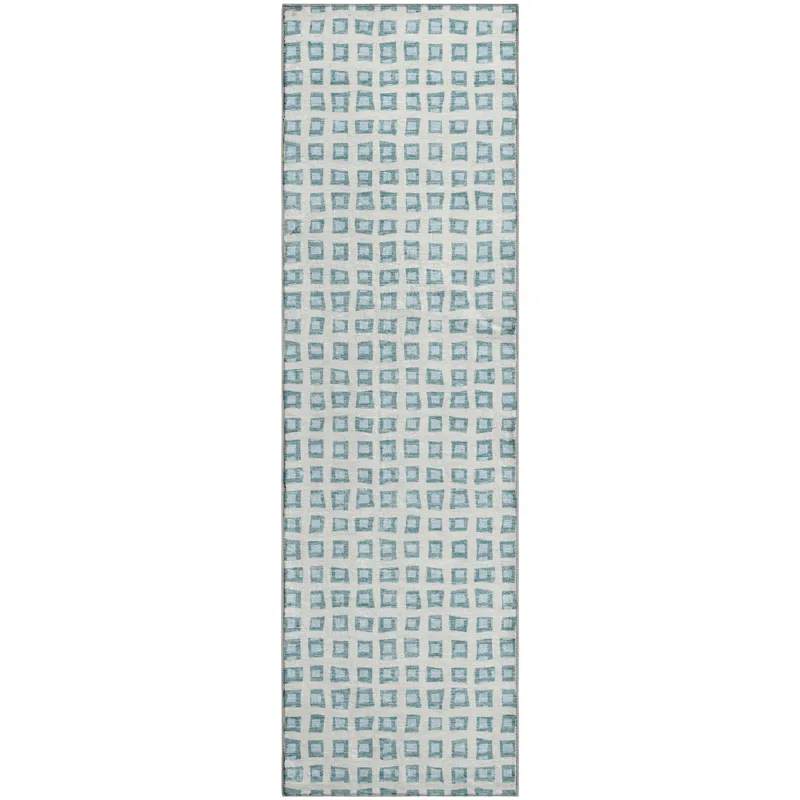 Luxury Washable Indoor/Outdoor The Reserve Teal 2\'3\" x 7\'6\" Runner Rug