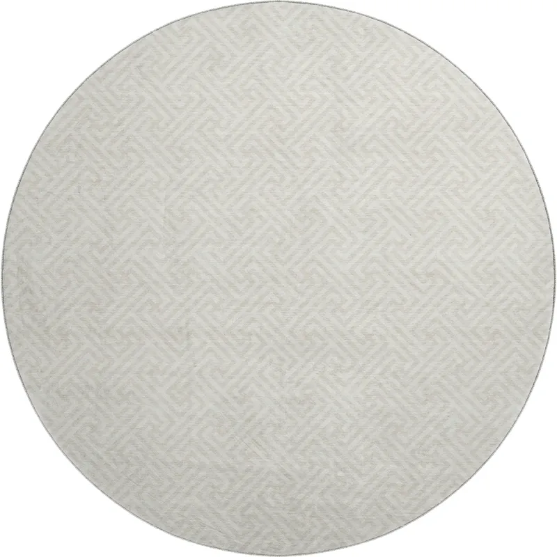 Luxury Washable Indoor/Outdoor The Reserve Beige 8\' x 8\' Round Rug