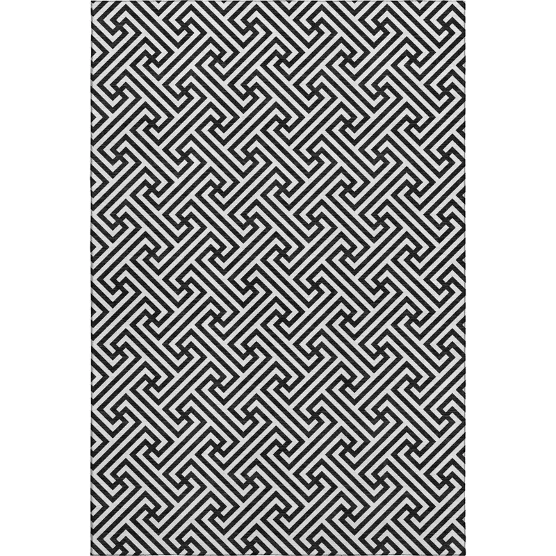 Luxury Washable Indoor/Outdoor The Reserve Black 8\' x 10\' Rug