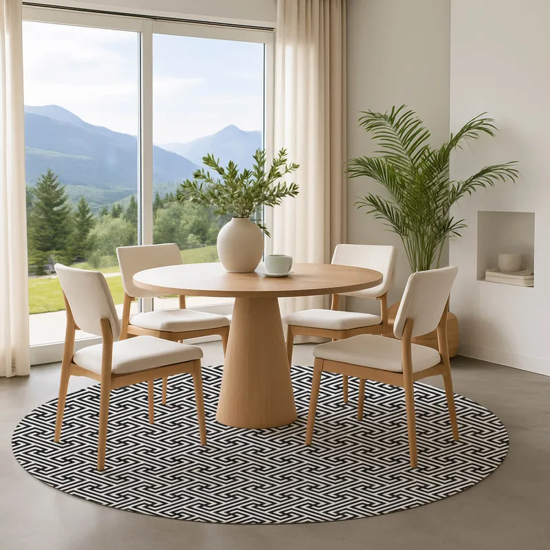 Luxury Washable Indoor/Outdoor The Reserve Black 8\' x 8\' Round Rug