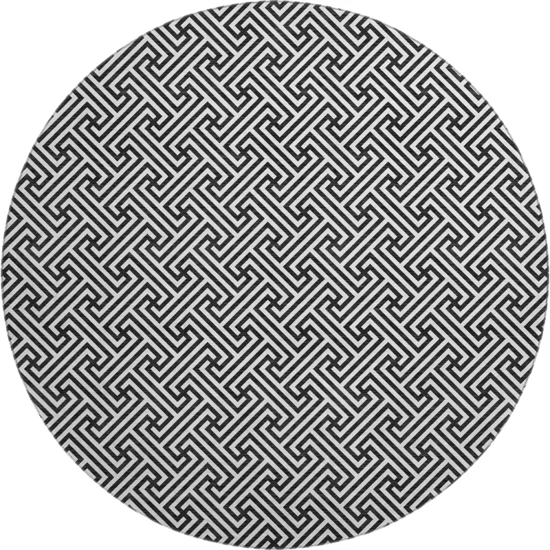 Luxury Washable Indoor/Outdoor The Reserve Black 8\' x 8\' Round Rug
