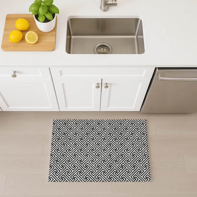 Luxury Washable Indoor/Outdoor The Reserve Black 1\'8\" x 2\'6\" Rug