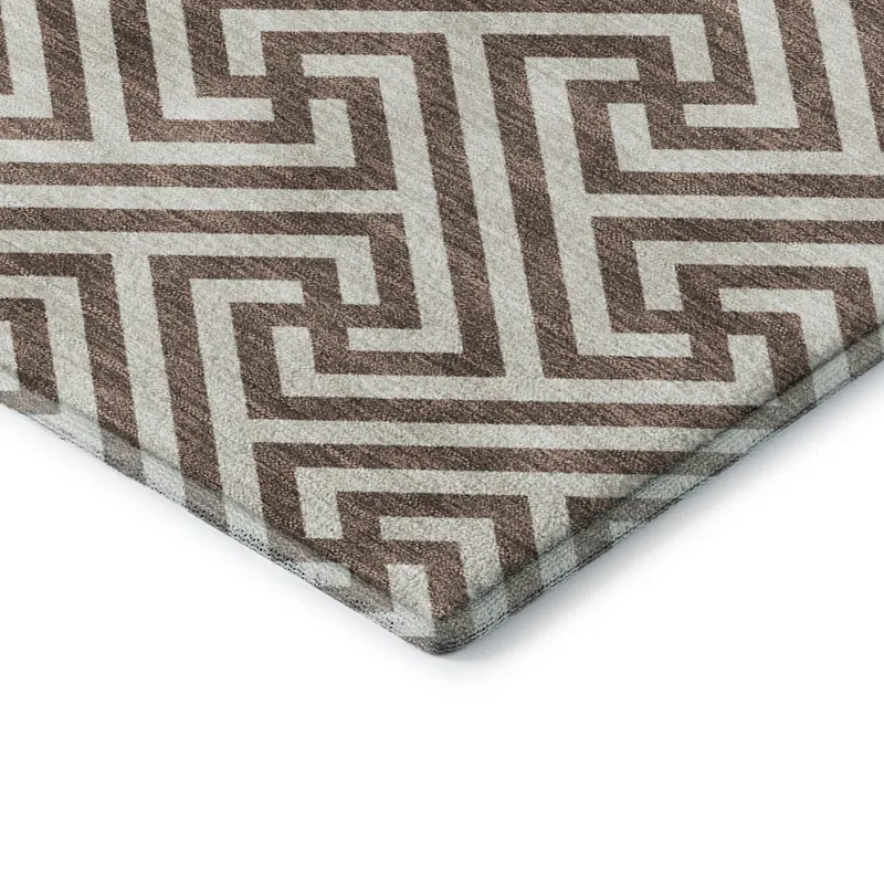 Luxury Washable Indoor/Outdoor The Reserve Coffee 8\' x 8\' Round Rug