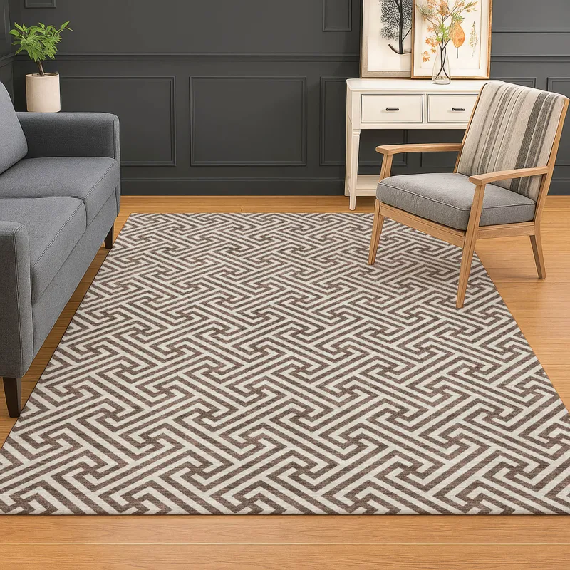 Luxury Washable Indoor/Outdoor The Reserve Coffee 5\' x 7\'6\" Rug
