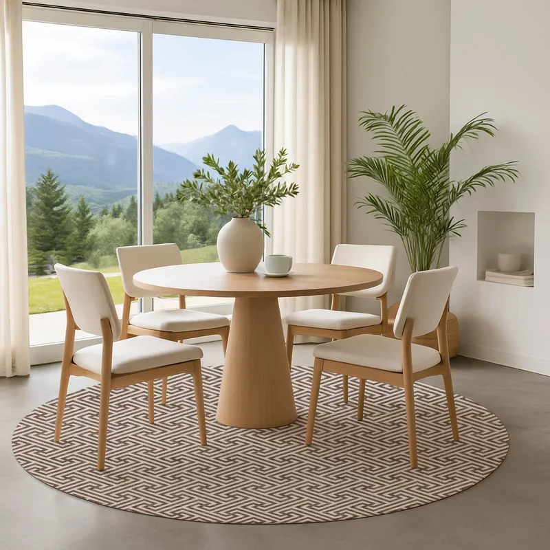 Luxury Washable Indoor/Outdoor The Reserve Coffee 8\' x 8\' Round Rug