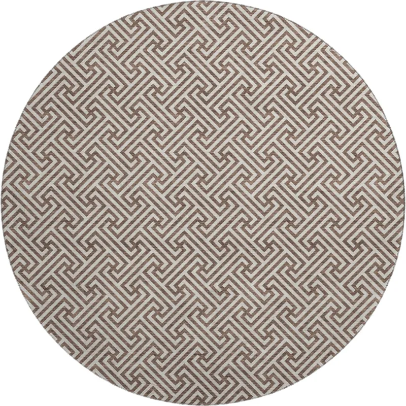 Luxury Washable Indoor/Outdoor The Reserve Coffee 8\' x 8\' Round Rug