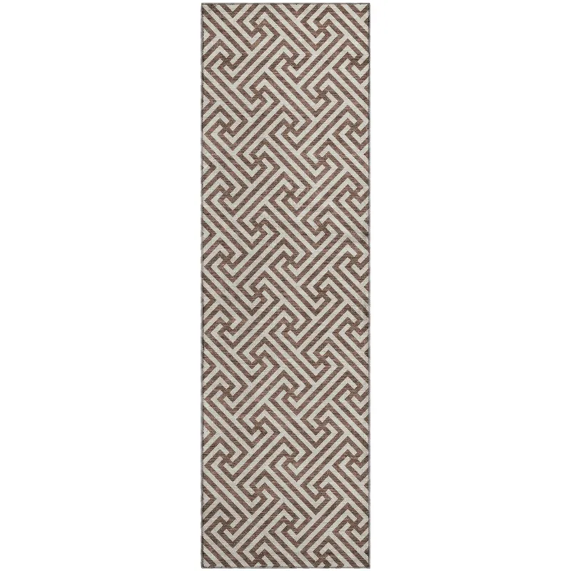 Luxury Washable Indoor/Outdoor The Reserve Coffee 2\'3\" x 7\'6\" Runner Rug