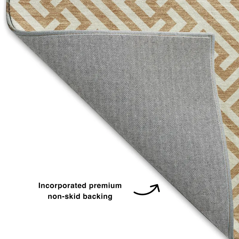 Luxury Washable Indoor/Outdoor The Reserve Copper 1\'8\" x 2\'6\" Rug