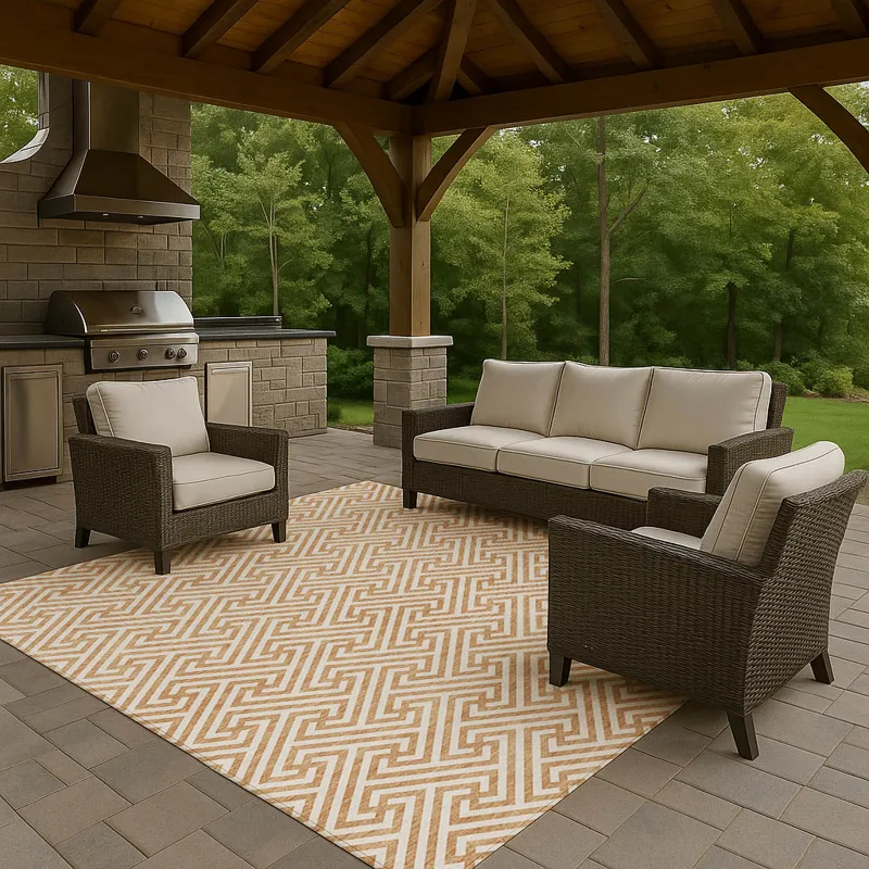 Luxury Washable Indoor/Outdoor The Reserve Copper 3\' x 5\' Rug