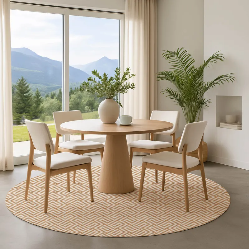 Luxury Washable Indoor/Outdoor The Reserve Copper 8\' x 8\' Round Rug