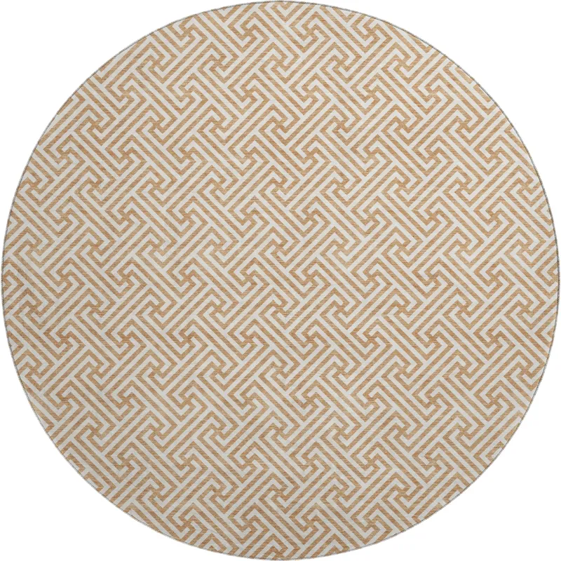 Luxury Washable Indoor/Outdoor The Reserve Copper 8\' x 8\' Round Rug