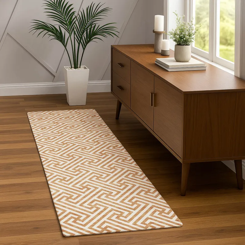 Luxury Washable Indoor/Outdoor The Reserve Copper 2\'3\" x 7\'6\" Runner Rug