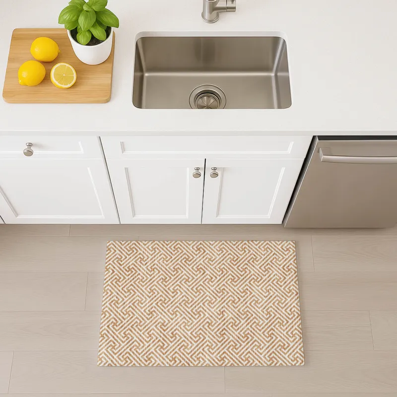 Luxury Washable Indoor/Outdoor The Reserve Copper 1\'8\" x 2\'6\" Rug