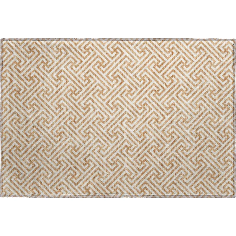 Luxury Washable Indoor/Outdoor The Reserve Copper 1\'8\" x 2\'6\" Rug