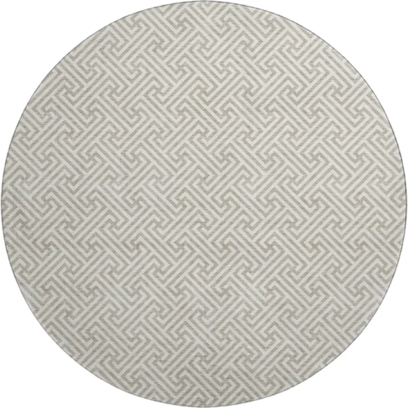 Luxury Washable Indoor/Outdoor The Reserve Flax 8\' x 8\' Round Rug