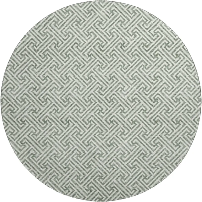 Luxury Washable Indoor/Outdoor The Reserve Sage 8\' x 8\' Round Rug