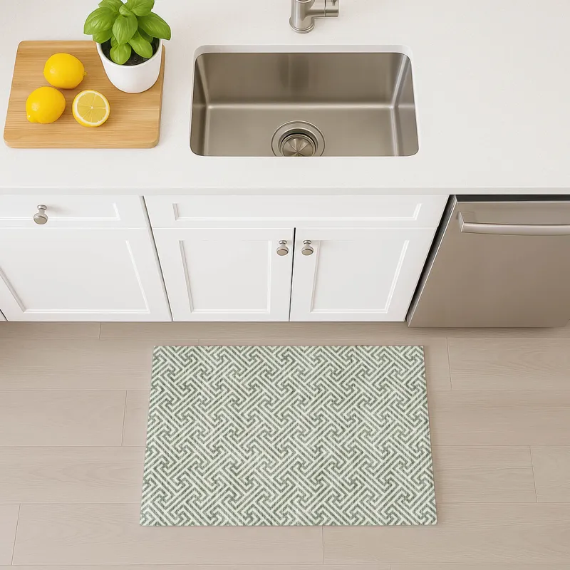Luxury Washable Indoor/Outdoor The Reserve Sage 1\'8\" x 2\'6\" Rug