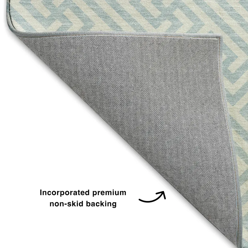 Luxury Washable Indoor/Outdoor The Reserve Sky 1\'8\" x 2\'6\" Rug