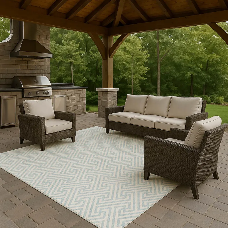 Luxury Washable Indoor/Outdoor The Reserve Sky 2\'6\" x 3\'10\" Rug