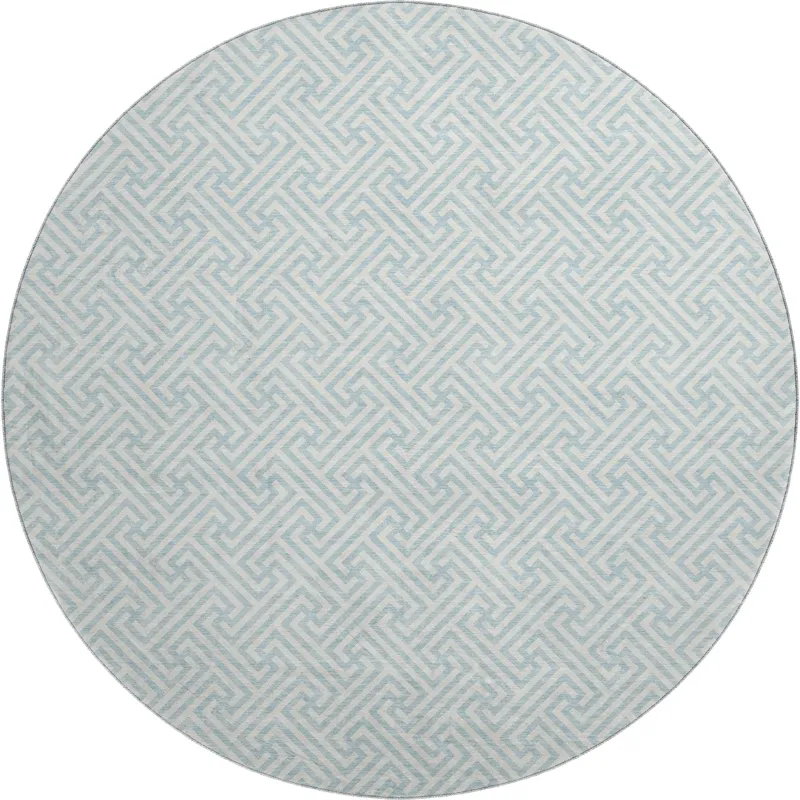 Luxury Washable Indoor/Outdoor The Reserve Sky 8\' x 8\' Round Rug