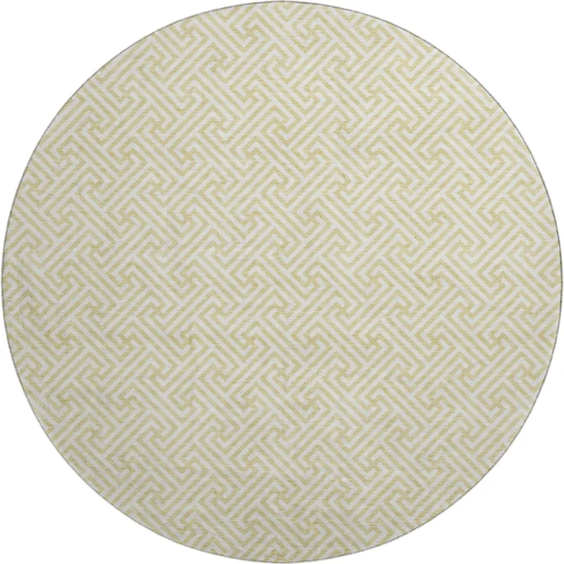 Luxury Washable Indoor/Outdoor The Reserve Wheat 8\' x 8\' Round Rug