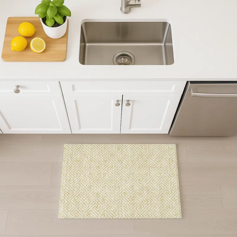 Luxury Washable Indoor/Outdoor The Reserve Wheat 1\'8\" x 2\'6\" Rug