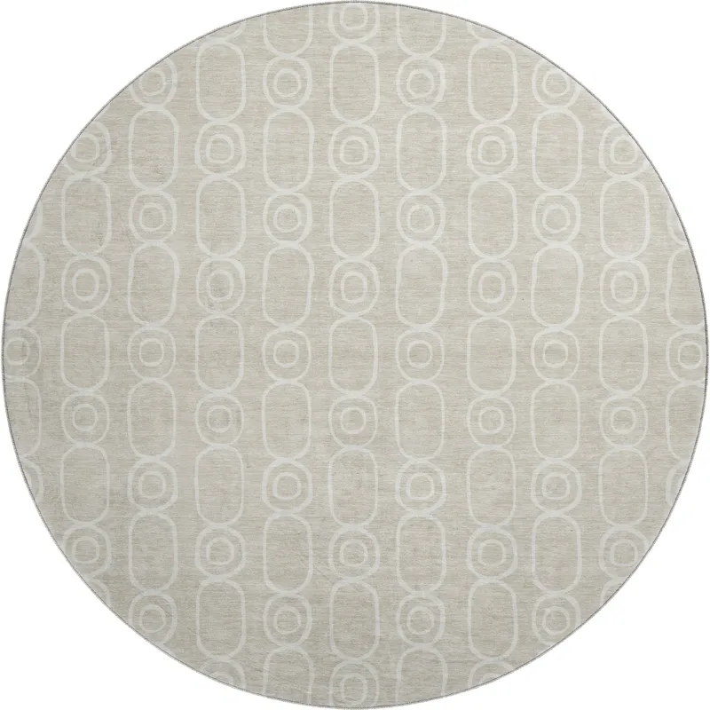 Luxury Washable Indoor/Outdoor The Reserve Beige 8\' x 8\' Round Rug
