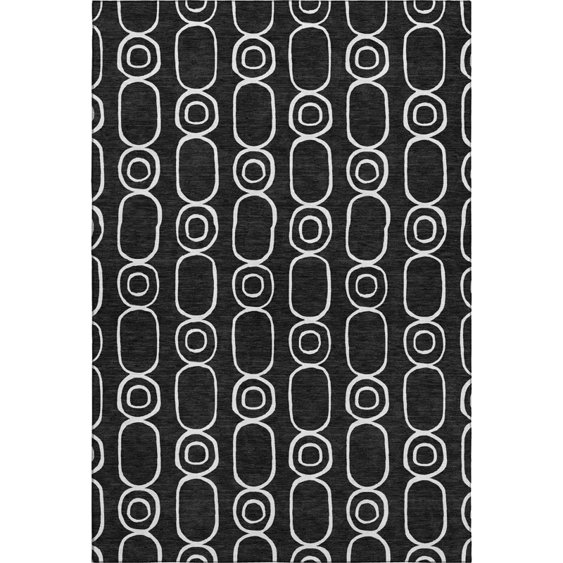 Luxury Washable Indoor/Outdoor The Reserve Black 10\' x 14\' Rug