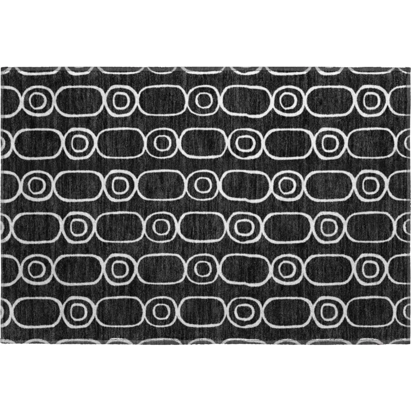 Luxury Washable Indoor/Outdoor The Reserve Black 1\'8\" x 2\'6\" Rug