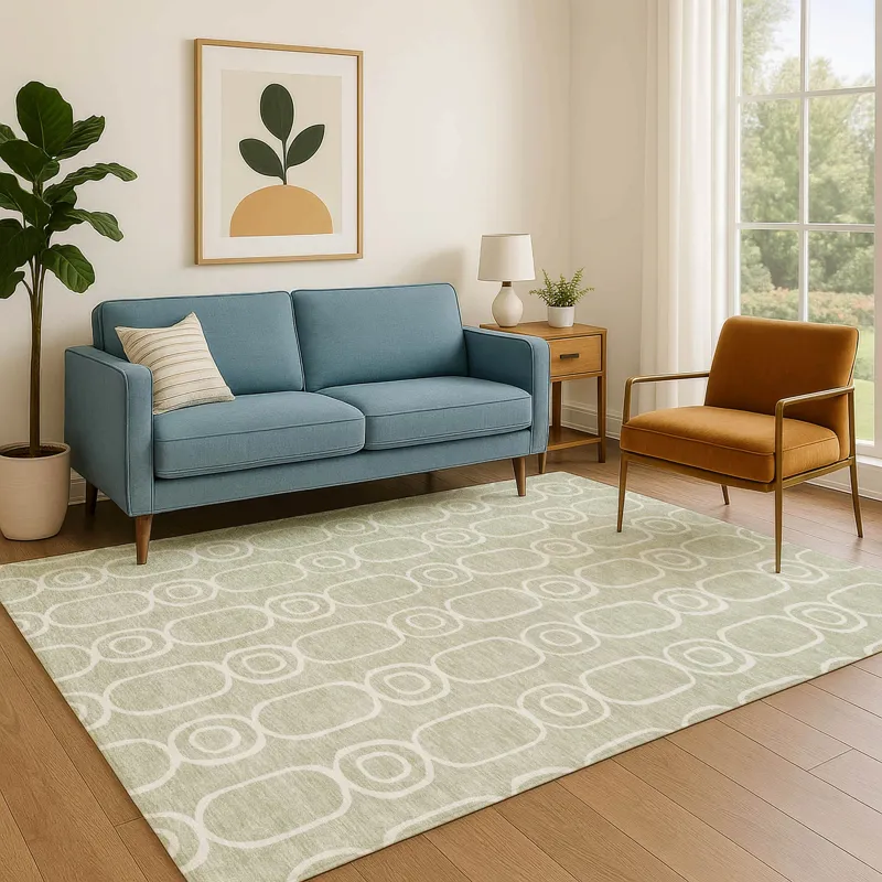 Luxury Washable Indoor/Outdoor The Reserve Celery 5\' x 7\'6\" Rug