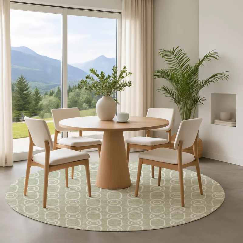 Luxury Washable Indoor/Outdoor The Reserve Celery 8\' x 8\' Round Rug