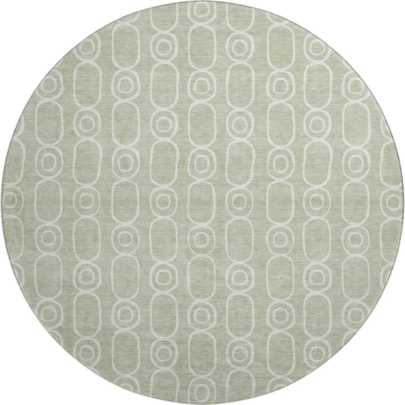 Luxury Washable Indoor/Outdoor The Reserve Celery 8\' x 8\' Round Rug