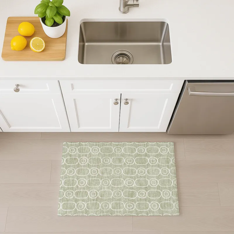 Luxury Washable Indoor/Outdoor The Reserve Celery 1\'8\" x 2\'6\" Rug