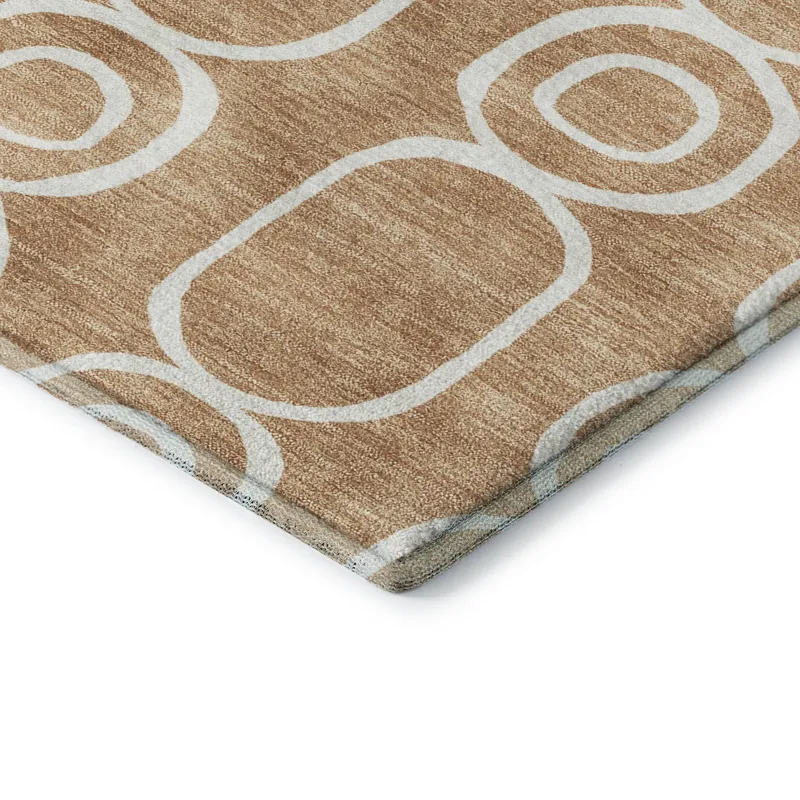Luxury Washable Indoor/Outdoor The Reserve Copper 8\' x 8\' Round Rug