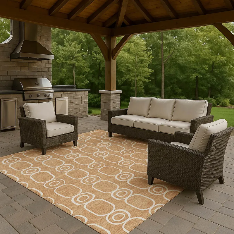 Luxury Washable Indoor/Outdoor The Reserve Copper 8\' x 10\' Rug