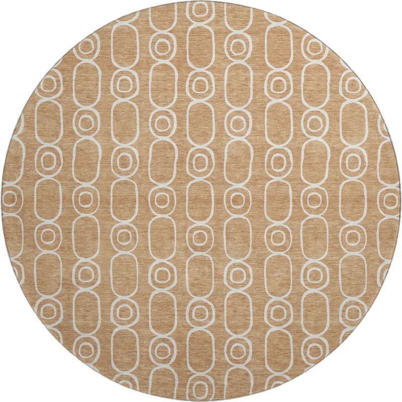 Luxury Washable Indoor/Outdoor The Reserve Copper 8\' x 8\' Round Rug