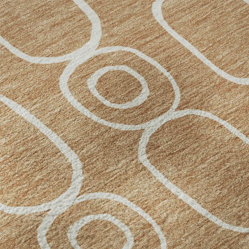 Luxury Washable Indoor/Outdoor The Reserve Copper 8\' x 8\' Round Rug