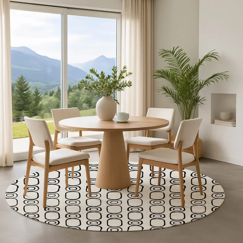 Luxury Washable Indoor/Outdoor The Reserve Ivory 8\' x 8\' Round Rug