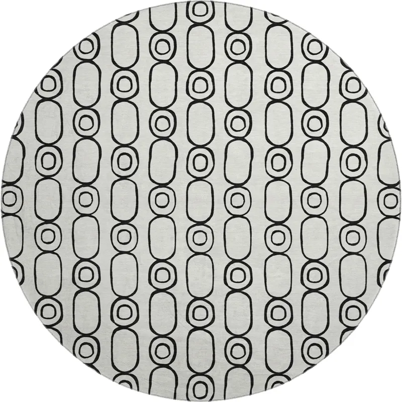 Luxury Washable Indoor/Outdoor The Reserve Ivory 8\' x 8\' Round Rug