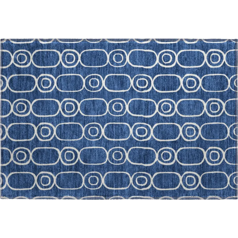 Luxury Washable Indoor/Outdoor The Reserve Navy 1\'8\" x 2\'6\" Rug
